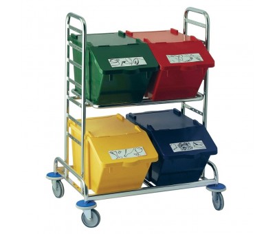 Chariot de collecte avec 4 box de tri sélectif