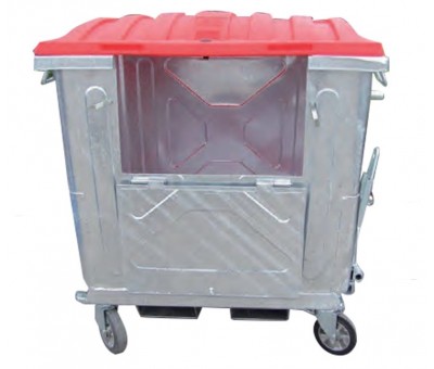 Conteneur à déchets acier 1100L à porte frontale