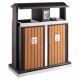 Corbeille de tri + cendrier pour l'extérieur acier / aspect bois