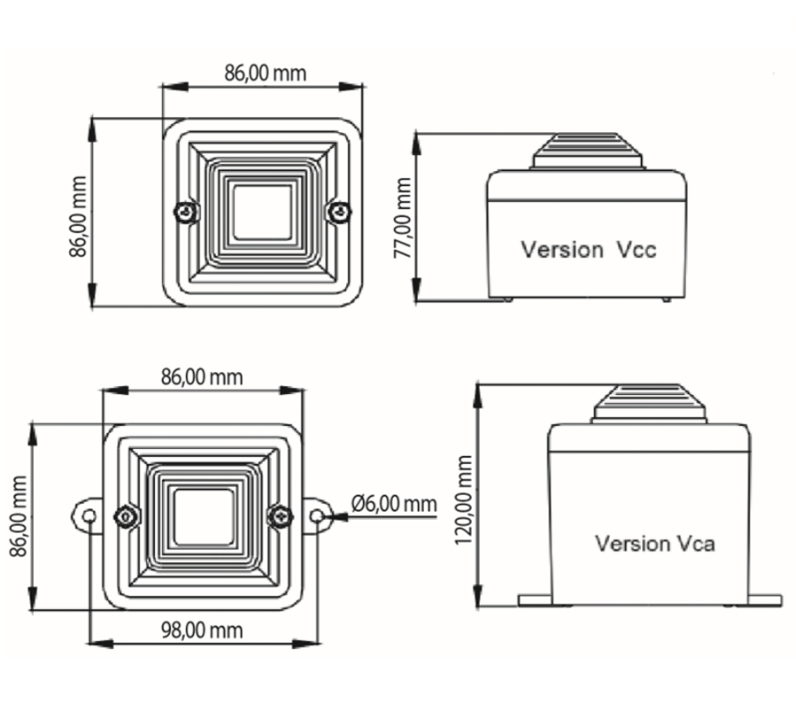 Achat Mini combiné feu LED sirène 100 dB (A) 10 sons IP66 MINITLLED