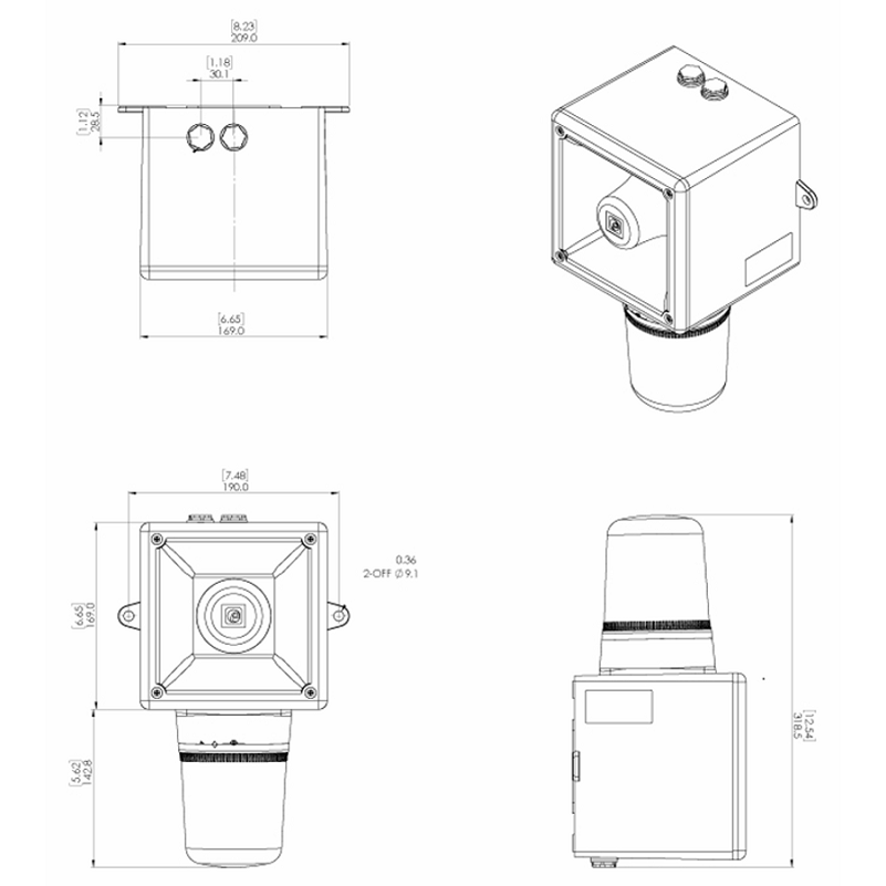 Devis Combiné alarme et feu tournant 120 à 124dB OPTASON® 64 sons - IP65