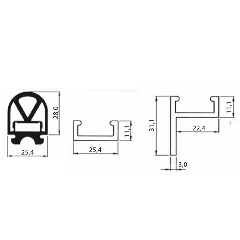 Achat Bord sensible industriel TS26C - Force de déclenchement 140N 14kg - moyenne sensibilité