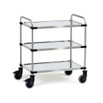 Chariot inox 3 plateaux acier et chrome 150 kg - DL INDUSTRIE